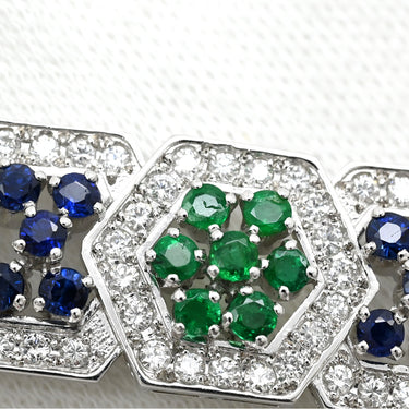 ミキモト MIKIMOTO エメラルド ブルーサファイア ダイヤモンド グリーン×ブルー×プラチナシルバー Pt900 ダイヤモンド エメラルド ブルーサファイア ペンダントトップ 帯留 Pt900 プラチナ 緑 青 ネックレストップ