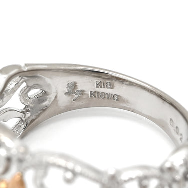 水野薫子 Kaoluco Mizuno フラワーモチーフ ダイヤモンド ピンクゴールド×ホワイトゴールド K18WG K18PG ダイヤモンド リング 指輪 KAOLVCO Au750 18K 1石 1粒 透かし彫り ミルグレイン 12号