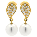 ミキモト MIKIMOTO パール ダイヤ デザインピアス イエローゴールド K18YG パール ダイヤモンド ピアス MIKIMOTO 18K 750 YG ラウンドシェイプ スウィング