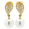 ミキモト MIKIMOTO パール ダイヤ デザインピアス イエローゴールド K18YG パール ダイヤモンド ピアス MIKIMOTO 18K 750 YG ラウンドシェイプ スウィング
