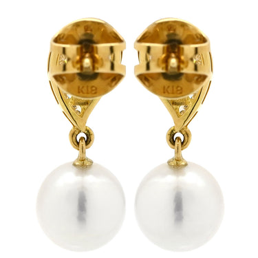 ミキモト MIKIMOTO パール ダイヤ デザインピアス イエローゴールド K18YG パール ダイヤモンド ピアス MIKIMOTO 18K 750 YG ラウンドシェイプ スウィング