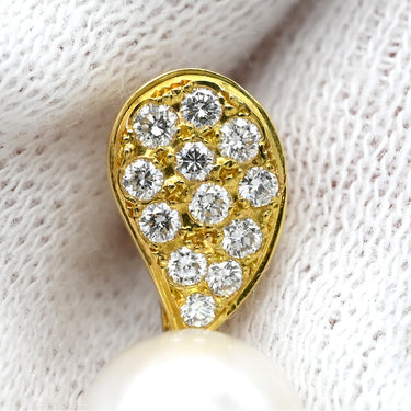ミキモト MIKIMOTO パール ダイヤ デザインピアス イエローゴールド K18YG パール ダイヤモンド ピアス MIKIMOTO 18K 750 YG ラウンドシェイプ スウィング