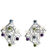ミキモト MIKIMOTO マルチストーン イヤリング マルチカラー×ホワイトゴールド K18WG パール 色石 イヤリング MIKIMOTO 18K 750 WG 白 青 紫 緑 クリップ式
