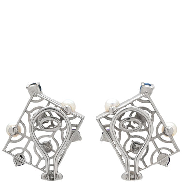ミキモト MIKIMOTO マルチストーン イヤリング マルチカラー×ホワイトゴールド K18WG パール 色石 イヤリング MIKIMOTO 18K 750 WG 白 青 紫 緑 クリップ式