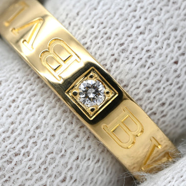 ブルガリ BVLGARI ブルガリブルガリ ダブルロゴ イエローゴールド K18YG ダイヤモンド リング 指輪 18K 750AU 1Pダイヤモンド 8.5号