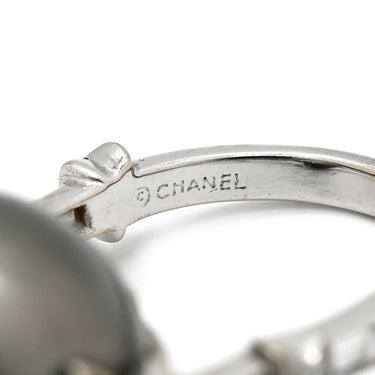 シャネル CHANEL コメット パール ダイヤ グレー×ホワイトゴールド ブラックパール（黒蝶真珠） ダイヤモンド K18WG #51(JP11) リング 指輪 18K AU750 WG スター 星 9号