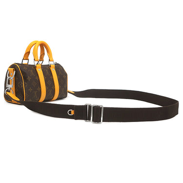 ルイヴィトン LOUIS VUITTON キーポル バンドリエール25 M12733 サフランイエロー モノグラムマカサー 2WAYバッグ シルバー金具 ボストン ショルダー