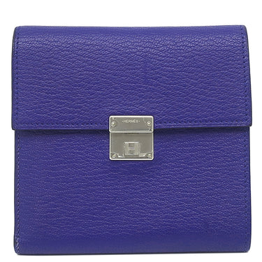 エルメス HERMES クリック12 ブルーエレクトリック シェーブル 三つ折り財布 シルバー金具 青 コンパクトウォレット