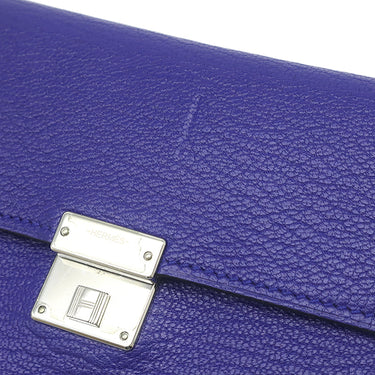 エルメス HERMES クリック12 ブルーエレクトリック シェーブル 三つ折り財布 シルバー金具 青 コンパクトウォレット