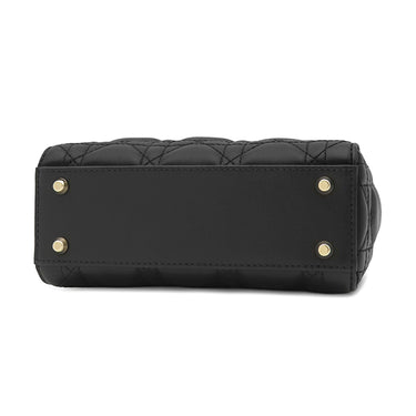 クリスチャン・ディオール Christian Dior レディディオール ミニ ブラック レザー 2WAYバッグ ゴールド金具 チェーンショルダー ハンドバッグ カナージュ