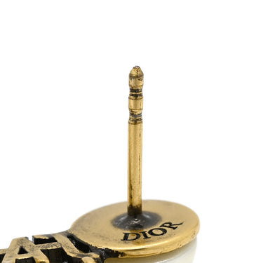 クリスチャン・ディオール Christian Dior J'ADIOR ロゴ イヤーカフ ピアス 片耳用 ホワイト GP フェイクパール ピアス ヴィンテージ金具 星 フェイクパール スウィング