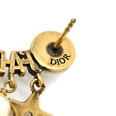 クリスチャン・ディオール Christian Dior J'ADIOR ロゴ イヤーカフ ピアス 片耳用 ホワイト GP フェイクパール ピアス ヴィンテージ金具 星 フェイクパール スウィング