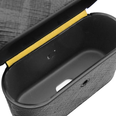 フェンディ FENDI ズッカ柄 AirPods Proケース ブラック×黄色 プラスチック レザー 小物 シルバー金具 黒 黄色 AirPodsホルダー