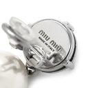 ミュウミュウ MIU MIU クリスタル Mロゴ パール 5FJ039 シルバー×ホワイト キュービック・ジルコニア フェイクパール メタル イヤリング