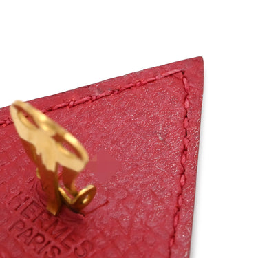 エルメス HERMES ヴィンテージ トライアングル イヤリング レッド ヴォーエプソン GP イヤリング ゴールド金具 三角 レザー