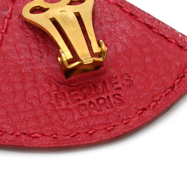 エルメス HERMES ヴィンテージ トライアングル イヤリング レッド ヴォーエプソン GP イヤリング ゴールド金具 三角 レザー