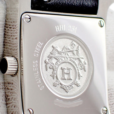 腕時計 エルメス HERMES Hウォッチ PM HH1.231 クオーツ レディース 純正ダイヤ H型 ブラック 黒 アラビア スクエア