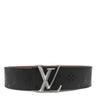 ルイヴィトン LOUIS VUITTON サンチュール LVイニシャル ピラミッド 90/36 M9346 ブラック レザー モノグラムイリュージョンレザー ベルト シルバー金具 黒