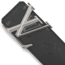 ルイヴィトン LOUIS VUITTON サンチュール LVイニシャル ピラミッド 90/36 M9346 ブラック レザー モノグラムイリュージョンレザー ベルト シルバー金具 黒