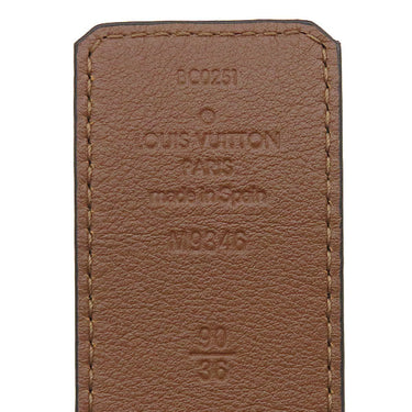 ルイヴィトン LOUIS VUITTON サンチュール LVイニシャル ピラミッド 90/36 M9346 ブラック レザー モノグラムイリュージョンレザー ベルト シルバー金具 黒