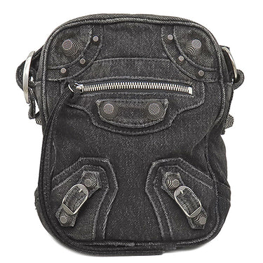 バレンシアガ BALENCIAGA ル カゴール 719065 ブラック デニム ショルダーバッグ シルバー金具 黒 デニム