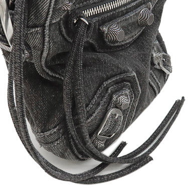 バレンシアガ BALENCIAGA ル カゴール 719065 ブラック デニム ショルダーバッグ シルバー金具 黒 デニム