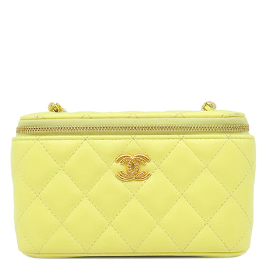 シャネル CHANEL マトラッセ バニティ AP1341 イエロー レザー ショルダーバッグ ゴールド金具 チェーンバッグ