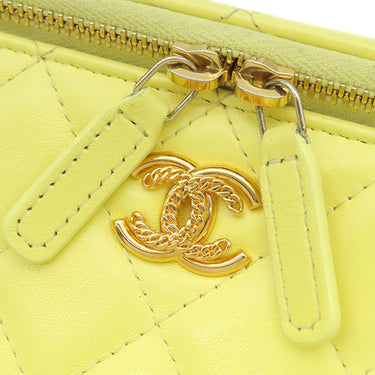シャネル CHANEL マトラッセ バニティ AP1341 イエロー レザー ショルダーバッグ ゴールド金具 チェーンバッグ