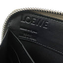 ロエベ LOEWE リネン ジップアラウンド オーガナイザー ウォレット ベージュ レザー 長財布 シルバー金具 ラウンドファスナー アナグラム型押し