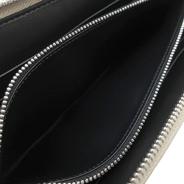ロエベ LOEWE リネン ジップアラウンド オーガナイザー ウォレット ベージュ レザー 長財布 シルバー金具 ラウンドファスナー アナグラム型押し