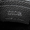クリスチャン・ディオール Christian Dior サドル バーティカル ポーチ ネイビー コットン カーフ テクニカルファブリック ショルダーバッグ ブラック金具