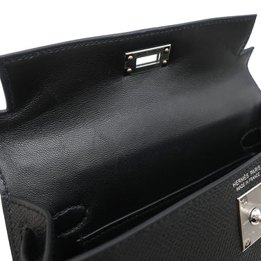 エルメス HERMES ミニケリードゥ 外縫い ブラック ヴォーエプソン 2WAYバッグ シルバー金具 黒 ショルダー 2026年製