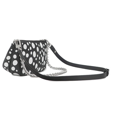 ルイヴィトン LOUIS VUITTON LV×YK ミュルティ ポシェット アクセソワール M46410 ブラック×ホワイト モノグラムアンプラント ショルダーバッグ シルバー金具 草間彌生