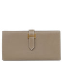 エルメス HERMES ベアンスフレ エトゥープ シェーブル 長財布 ゴールド金具 グレージュ