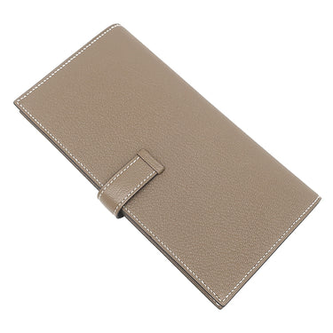 エルメス HERMES ベアンスフレ エトゥープ シェーブル 長財布 ゴールド金具 グレージュ