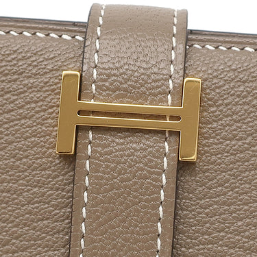 エルメス HERMES ベアンスフレ エトゥープ シェーブル 長財布 ゴールド金具 グレージュ