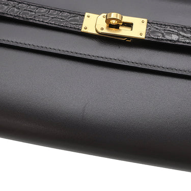 エルメス HERMES ケリーウォレット ロング トゥーゴー タッチ アルドワーズ×ブラック ボックスカーフ アリゲーター 長財布 ゴールド金具 2025年製