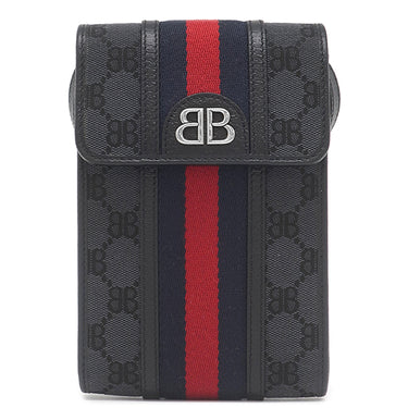 バレンシアガ BALENCIAGA BALENCIAGA × GUCCI ザ ハッカー プロジェクト 680130 ブラック キャンバス レザー ショルダーバッグ シルバー金具 グッチコラボ