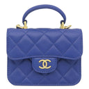 シャネル CHANEL マトラッセ ミニミニ チェーンバッグ ブルー ラムスキン ショルダーバッグ シャンパンゴールド金具 ココマーク トップハンドル