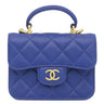 シャネル CHANEL マトラッセ ミニミニ チェーンバッグ ブルー ラムスキン ショルダーバッグ シャンパンゴールド金具 ココマーク トップハンドル