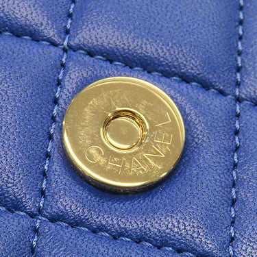 シャネル CHANEL マトラッセ ミニミニ チェーンバッグ ブルー ラムスキン ショルダーバッグ シャンパンゴールド金具 ココマーク トップハンドル
