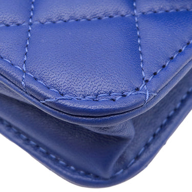 シャネル CHANEL マトラッセ ミニミニ チェーンバッグ ブルー ラムスキン ショルダーバッグ シャンパンゴールド金具 ココマーク トップハンドル
