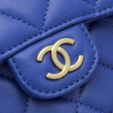 シャネル CHANEL マトラッセ ミニミニ チェーンバッグ ブルー ラムスキン ショルダーバッグ シャンパンゴールド金具 ココマーク トップハンドル