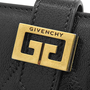 ジバンシイ GIVENCHY GV3 ミディアム ウォレット BB601GB08Z ブラック ゴートレザー 二つ折り財布 ゴールド金具 黒 コンパクト ダイヤモンドキルト