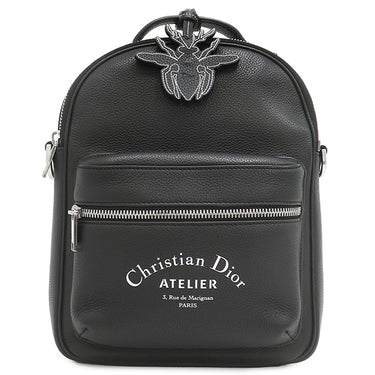クリスチャン・ディオール Christian Dior アトリエ ショルダーバッグ ブラック カーフ 2WAYバッグ シルバー金具 黒