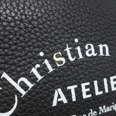 クリスチャン・ディオール Christian Dior アトリエ ショルダーバッグ ブラック カーフ 2WAYバッグ シルバー金具 黒