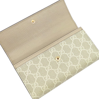 グッチ GUCCI ダブルG バイカラー コンチネンタルウォレット 456116 ベージュ GGスプリームキャンバス レザー 長財布 ゴールド金具 フラップ式