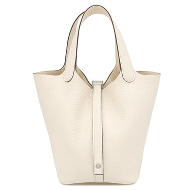 エルメス HERMES ピコタンロック 18 PM ナタ トリヨンクレマンス ハンドバッグ シルバー金具 新品 未使用 アイボリー 2025年製