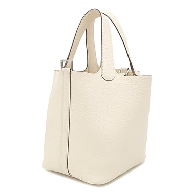 エルメス HERMES ピコタンロック 18 PM ナタ トリヨンクレマンス ハンドバッグ シルバー金具 新品 未使用 アイボリー 2025年製