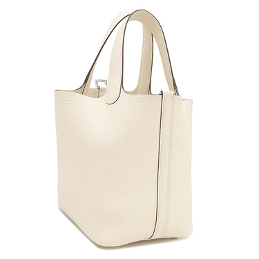 エルメス HERMES ピコタンロック 18 PM ナタ トリヨンクレマンス ハンドバッグ シルバー金具 新品 未使用 アイボリー 2025年製